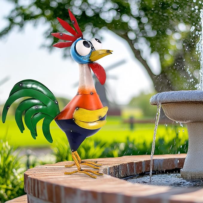Ratuor Large Metal Rooster Decor Garden Statue Chicken Yard Art Kitchen Outdoor Decoration Gifts for Women Mom