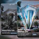 KODIBO 24” Large Solar Metal Agave Plants Outdoor Decor, Tequila Rustic Sculpture Outdoor Statues, Garden Sculpture for Patio Path Courtyard and Lawn (Vintage Blue-Solar Light)