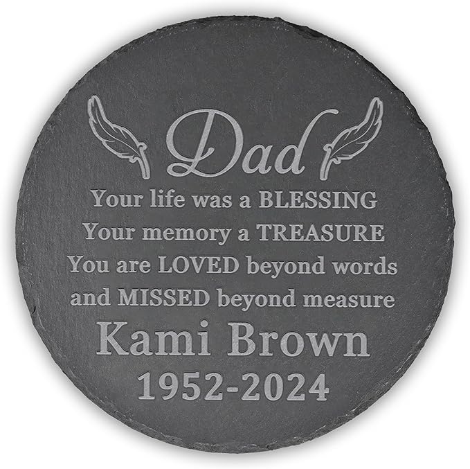Memorial Garden Stone - Personalized Memorial Gifts for Loss of Loved One - Bereavement Gifts for Loss of Father Mother - Your Memory a Treasure - Round