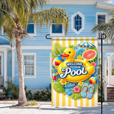 BlissYard Welcome To Our Pool Garden Flag 12x18 Double Sided Vertical Outdoor Decor Rubber Duck Summer Poolside Yard Garden Lawn Banner Bright Seasonal Display