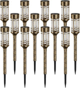LETMY 12 Pack Brown Solar Pathway Lights Outdoor, Bright Solar Lights Outdoor Waterproof IP65, Solar Garden Lights Outdoor for Yard Walkway Driveway Landscape Garden Decor (Bronze)