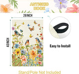 Baccessor Spring Floral Birds House Flag Double Sided 28x40 Inch Burlap,Flower Butterflies Large Garden Flag Porch Patio Front Entry Yard Seasonal Farmhouse Outside Outdoor Decor