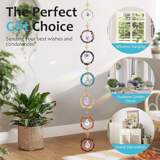 7 Chakra Sun Catcher Kit for Adults DIY Crystal Ornaments Prism Hanging Decorative Suncatcher with Crystals Sun Catchers Making Supplies Kit Art and Crafts Decor for Home Gifts