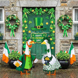 Abbylike 2 Sets St Patrick's Day Porch Goose Outfit Lucky Leprechaun Shamrock Goose Clothes Costume with Mini Black Candy Cauldron Clover for 23" Statue Saint Patty's Day Outdoor Patio Yard Lawn Decor