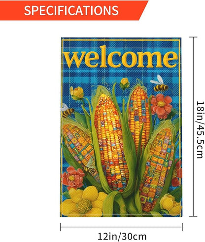 Corn Garden Flag Seasonal Double Sided 12 x 18 Inch Small Yard Flag for Indoor Outdoor Decor Holiday All Seasons