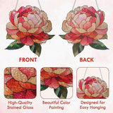 FLAGWIX Christmas Peony Flowers Gifts for Grandma - Stained Glass Window Hanging 10 in - Birthday Gifts for Women Mom, Grandma Gift, Peony Sun Catchers Indoor Window, Suncatchers Christmas Decorations