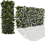 Expandable Faux Ivy Fence,Artificial Privacy Screen Decor for Outdoor Wall, Balcony and Patio, Single Sided Leaves (Green,2)