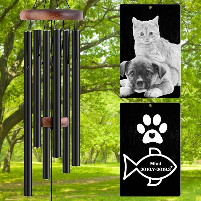 Personalized Wind Chimes Memorial Engraved Gift,Custom Sympathy Wind Chime for Loss of Loved One,Customized Mother Father Dog Pet Family Remembrance Bereavement Gifts