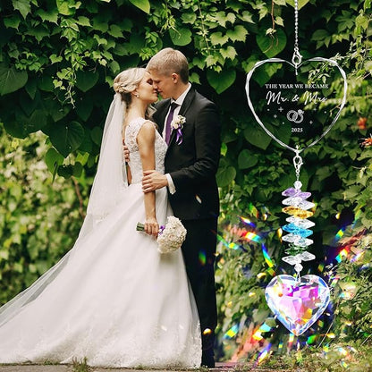 Engagement Gifts for Couples, Crystal Suncatcher Indoor Window, Mr and Mrs Gifts Ornament 2025, Just Married Gift for Newlywed Couple, Bride