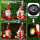 Suzile 2 Pack 9.4 Inch Gnome Statue Christmas Garden Decor with Solar Lights Resin Outdoor Christmas Decoration Figurine with LED Lantern Outside for Courtyard Lawn Patio Porch Housewarming Gift