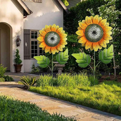 Garden Decor for Outside,2 Pack 40 inch Sunflower Garden Stakes Spring Decor, Metal Flower Yard Art for Outdoor Lawn Ornaments, Garden Pathways, and Patio Decoration