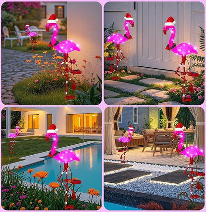 EDOF Solar Garden Lights Flamingo Decorations Outdoor Waterproof,2 Packs Solar Flamingo Light Garden Decor,Pink Flamingo Statue Decorative Figurine Lights for Yard Art Patio Porch Lawn
