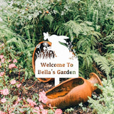 Personalized Rabbit Garden Sign, Custom Rabbit Garden Stake Bunny Silhouette Garden Sign, Bunny Metal Yard Art, Flowers Rabbit Bunny Outdoor Yard Sign Lawn Decor Patio Sign