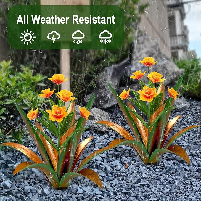 TOMBABY Huge Metal Agave Plants Outdoor Decoration Outdoor Garden Decorated with Flowers Mexican Yard Art Plant Garden Gift (Green 1 Pack)