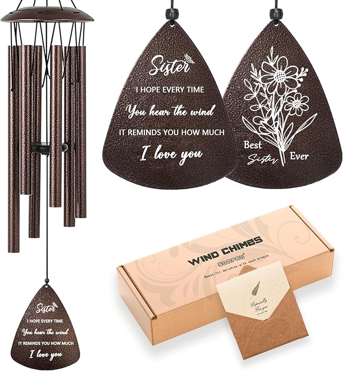 Soopau Sister Gifts, 32" Bronze Wind Chimes Sister Gifts for Women, Gifts for Sister, Sisters Gifts from Sister, Gifts for Sister in Law, Best Sister Ever Gifts