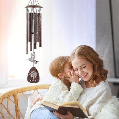 Mom Gifts Wind Chimes - Metal Hummingbird Windchimes with Card Indoor Outdoor Hanging Decor Appreciation Christmas New Year Mother's Day Birthday Gift for Best Mother from Daughter Son