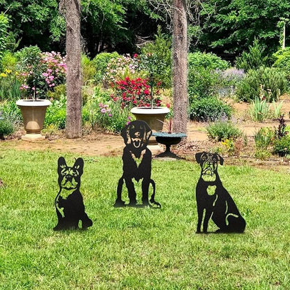 Dog Metal Art Garden Statues French Bulldog Doberman Pinscher Backyard Lawn Stakes Festival Decorations Yard Decor Iron Art (02)