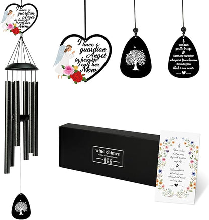 BUoonyer Mom Memorial Wind Chimes - Memorial Gifts for Loss of Mother, Remembrance Sympathy Gift, Loved Ones Women Angel Commemorative Bereavement Windchimes for Outdoor Outside Patio Decor