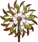 Metal Garden Wind Spinners Outdoor, 360 Degrees Kinetic Yard Windmills Garden Decor for Outside, Wind Sculptures & Spinners for Lawn Patio Ornaments(Brown+Green)