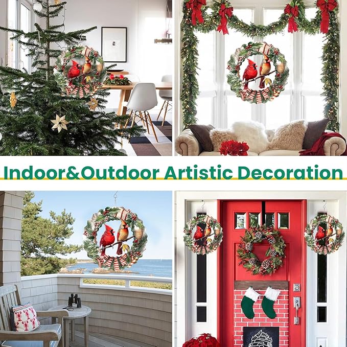 Christmas Wind Spinner Outdoor Garden Decor Hanging Ornament Worth Gift for Holiday Decoration Yard Patio Farm-Birds