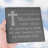 Personalized Memorial Stone Memorial Garden Stone - Sympathy Gifts for Loss of Dad, Mom or Loved One - Bereavement, Remembrance and Condolence Gift - Love You with All Our Hearts Square
