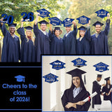 16 Pieces 2026 Graduation Yard Signs Plastic Congrats Grad Decor with 32 Stake and Ribbon Graduate Cap Hanging Yard Sign for Party Outdoor Lawn Pathway Walkway Decorations(Blue and Black)