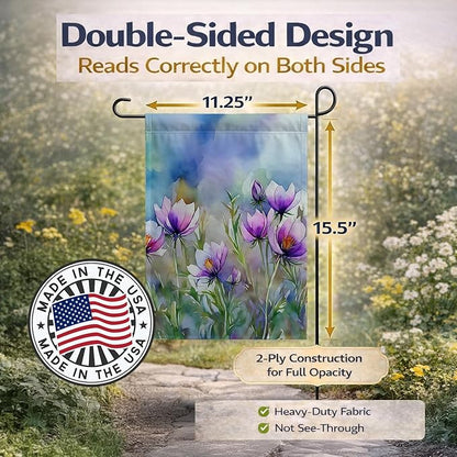 Caroline's Treasures South Dakota Pasque Flowers in Watercolor Garden Flag Mailbox Flag Decorative Yard Flag Banner Outside Patio Artwork Yard Flower Beds, Garden Size, Multicolor