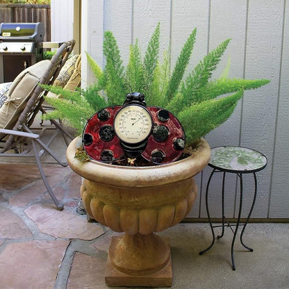 Poolmaster 54578 Ladybug Wall Décor and Thermometer for Home or Garden, Red