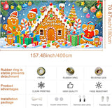 IVN Merry Christmas Garage Door Banner 13x6ft Festive Backdrop Gingerbread House Photo Prop Background for Joyful Holiday Yard Door Cover Background Outdoor Winter Scene
