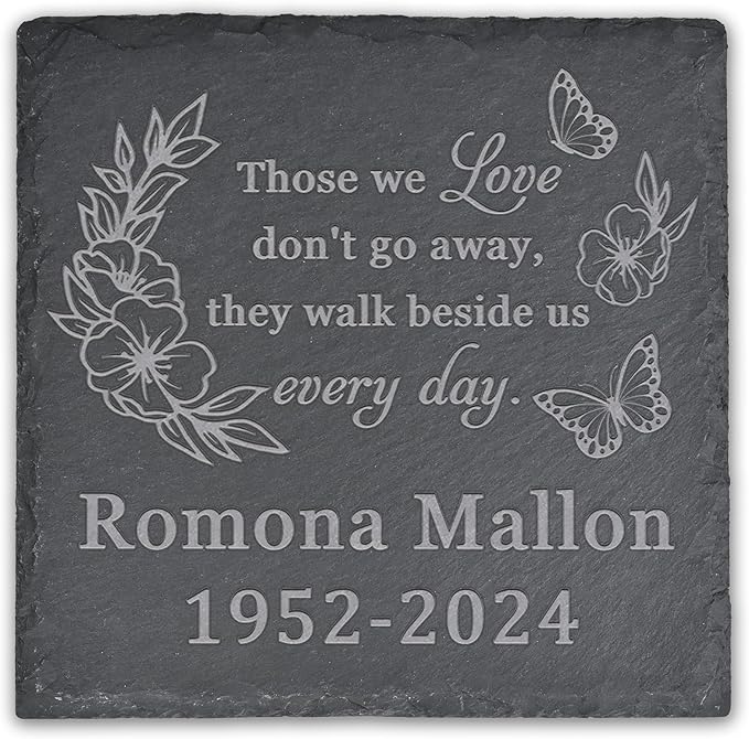 Memorial Garden Stone, Memorial Stone, Personalized Memorial Gifts, Sympathy Gifts for Loss of Loved One, Bereavement Gifts for Loss of Father Mother - Walk Beside Us Every Day - Square