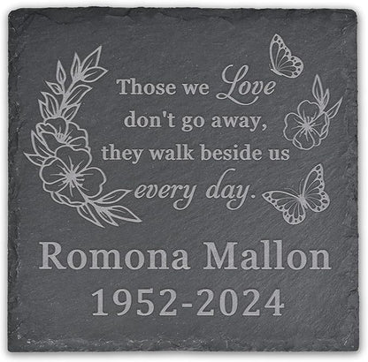 Memorial Garden Stone, Memorial Stone, Personalized Memorial Gifts, Sympathy Gifts for Loss of Loved One, Bereavement Gifts for Loss of Father Mother - Walk Beside Us Every Day - Square