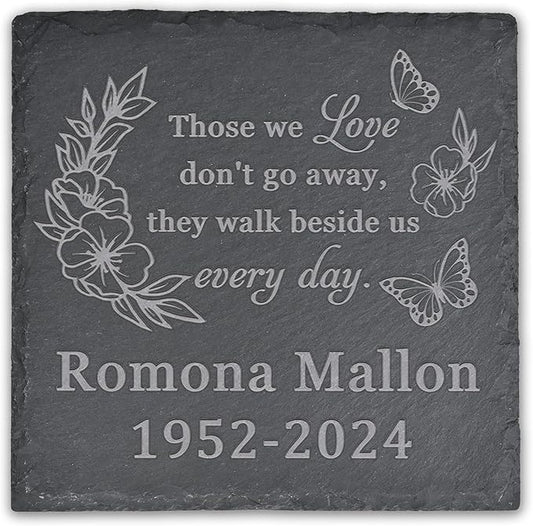 Memorial Garden Stone, Memorial Stone, Personalized Memorial Gifts, Sympathy Gifts for Loss of Loved One, Bereavement Gifts for Loss of Father Mother - Walk Beside Us Every Day - Square