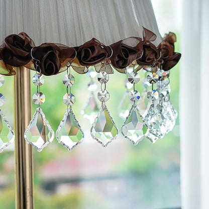 20pcs Clear Maple Leaf Crystal Chandelier Prism Pendant Parts, 50mm Suncatchers Hanging Crystals Beads for Chandelier Christmas Tree Decoration