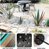 2022 Upgraded Large Size Tequila Rustic Sculpture, DIY Rustic Metal Agave Plant for Outdoor Patio Garden Yard Lawn Ornaments, Yard Art Decoration Statue for Home Decor (Orange Blue (L))
