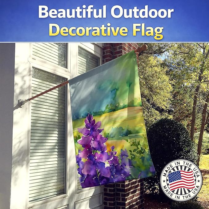 Caroline's Treasures New Jersey Violet in Watercolor House Flag Large Porch Sleeve Pole Decorative Outside Yard Banner Artwork Wall Hanging, Polyester, House Size, Multicolor