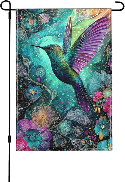 Hummingbird Garden Flag Seasonal Double Sided 12 x 18 Inch Small Yard Flag for Indoor Outdoor Decor Holiday All Seasons