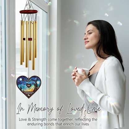 Sympathy Wind Chimes Crystal Memorial with Suncatcher Custom Ornament Gift for Loss of Loved One Mom Dad Grandma Grandpa Friend Bereavement Condolence Keepsake in Memory Window Grave Hanging Decor