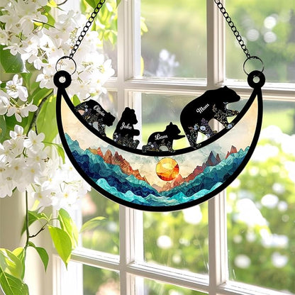 Personalized Grandma Sun Catchers, Custom Mama Bear Sun Catcher Acrylic, Custom Bear Family Wood Ornament, Mothers Day Grandma Mom Gifts, Gifts for Nana Mimi 3
