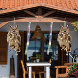 Hanging Plastic Owls for Gardens, 2PCS Reflective Hanging Owl Decoration Woodpecker Control Device with Reflective Tape, Jinging Bell for Garden Patio Windows