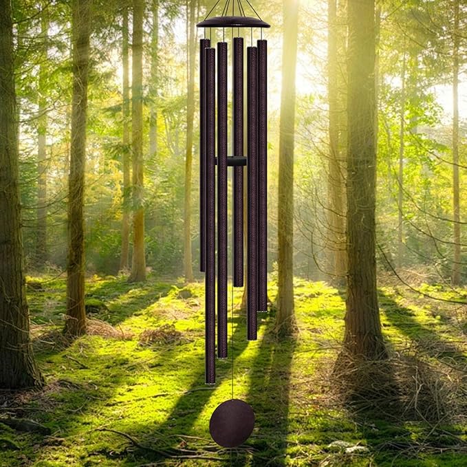 66" Extra Large Wind Chimes for Outside Deep Tone, 6 Thick and Bold Aluminum Tubes Tuned Relaxing Melody Wind Chime, Big Wind Chimes for Garden Patio Decor, Great Gift Idea for Mother's Day (Bronze)