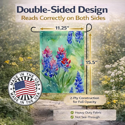 Caroline's Treasures Texas Bluebonnets in Watercolor Garden Flag Mailbox Flag Decorative Yard Flag Banner Outside Patio Artwork Yard Flower Beds, Garden Size, Multicolor