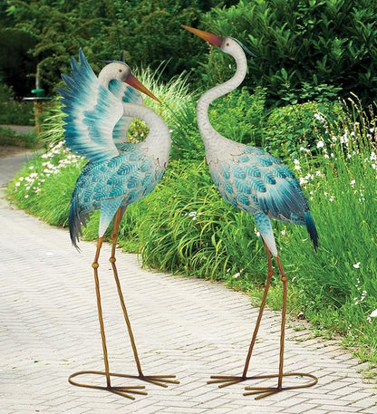 Regal Art & Gift Blue Crane Metal Statue 34" H – Indoor Outdoor Decorative Sculpture for Home & Garden Décor, Weather-Resistant Yard Art Figure for Patio, Lawn