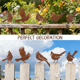 5 Pack Rusty Cardinal Birds Decoration - Outdoor Double-Side Metal Birds Decor for Fence, Yard, Farmhouse, Garden Sculptures Hummingbirds Craft Statue Ornaments Gifts for Bird Lovers (A)