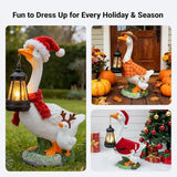 Solar Porch Goose Statue, Outdoor Goose Decor with Lantern for Yard Lawn Patio Balcony, Birthday Christmas Housewarming Gifts for Mom, Grandma, Women,12 Inch,Resin
