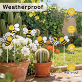 Metal Bee Planter Stakes - 6Pcs Cute Bumble Bee Yard Sign Decorative Garden Stake for Planter Outdoor Backyard Pathway Lawn Plant Flower Pots Decoration Spring Summer Easter Day Party Supply