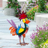 Metal Rooster Yard Statue, Wacky Outdoor Garden Statues, Metal Rooster Yard Garden Decorations Statues, Chicken Ornaments Yard Art for Backyard Patio Lawn Decorations, Gifts for Chicken Lovers (A)