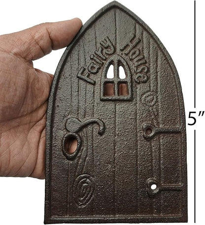 Lulu Decor 100% Cast Iron Miniature Fairy Door + 2 Windows with Glow in Dark Paint, Garden Ornament for Bottom of Trees (5-Inch)