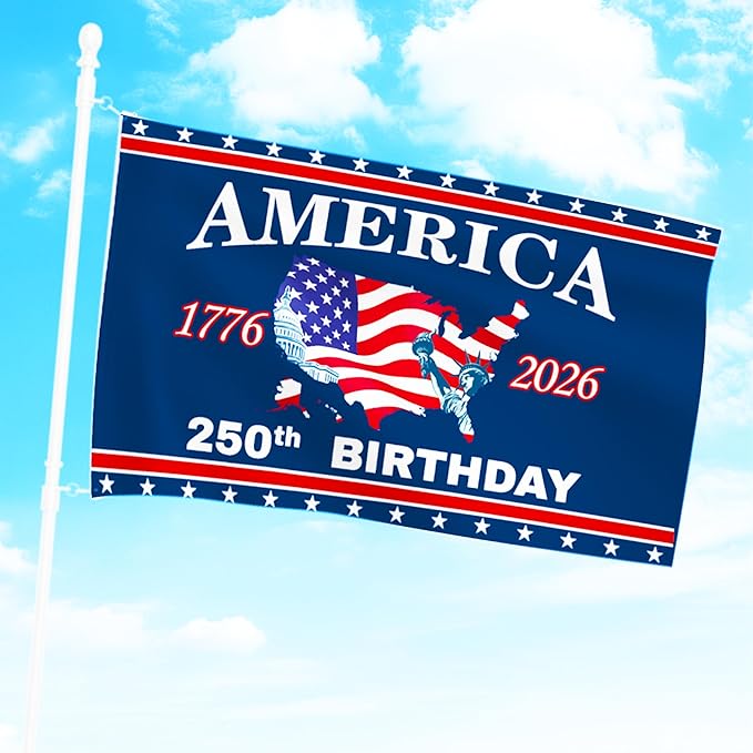 250 Anniversary USA Flag 3x5 Ft 2 Sided 3 Layers 250th Anniversary Flag We The People 1776-2026 250 Years Birthday Patriotic Decor for Outdoor Front Door Porch Wall (A)