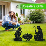 WACLSTDAY Nativity Scene Metal Garden Stakes Decorative Gifts for Women Men,Black Jesus Silhouette Statues Garden Decor for Yard Art, Pathway,Patio,Outdoor,Lawn Ornaments,Forests Decorations