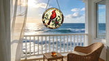Stained Glass Window Hanging Ornament, The Red Bird Stopped on The Branch 6.3 Inches Suncatcher for Window Home Decor Bithday Christmas Monther's Day Gifts for Women Men and Mom